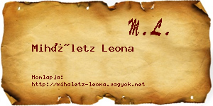 Miháletz Leona névjegykártya